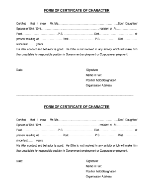 Character Certificate Format Odisha PDF