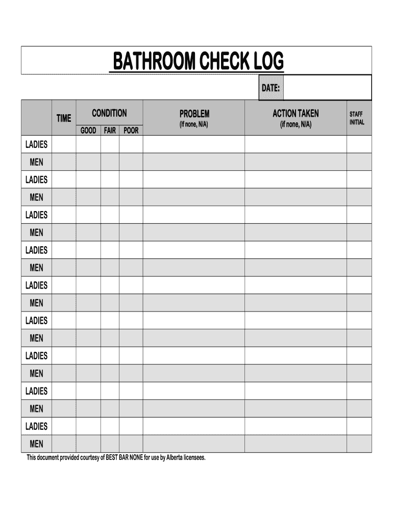 Bathroom Log  Form