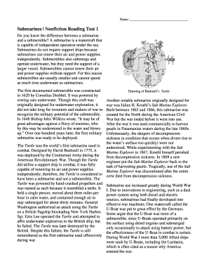 Watercraft Submarine Reading Answers  Form