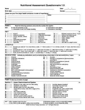 Diet Assessment Related Questionnaire  Form