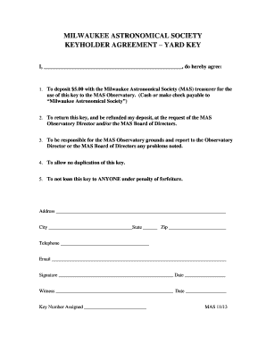 Employee Key Holder Agreement Form