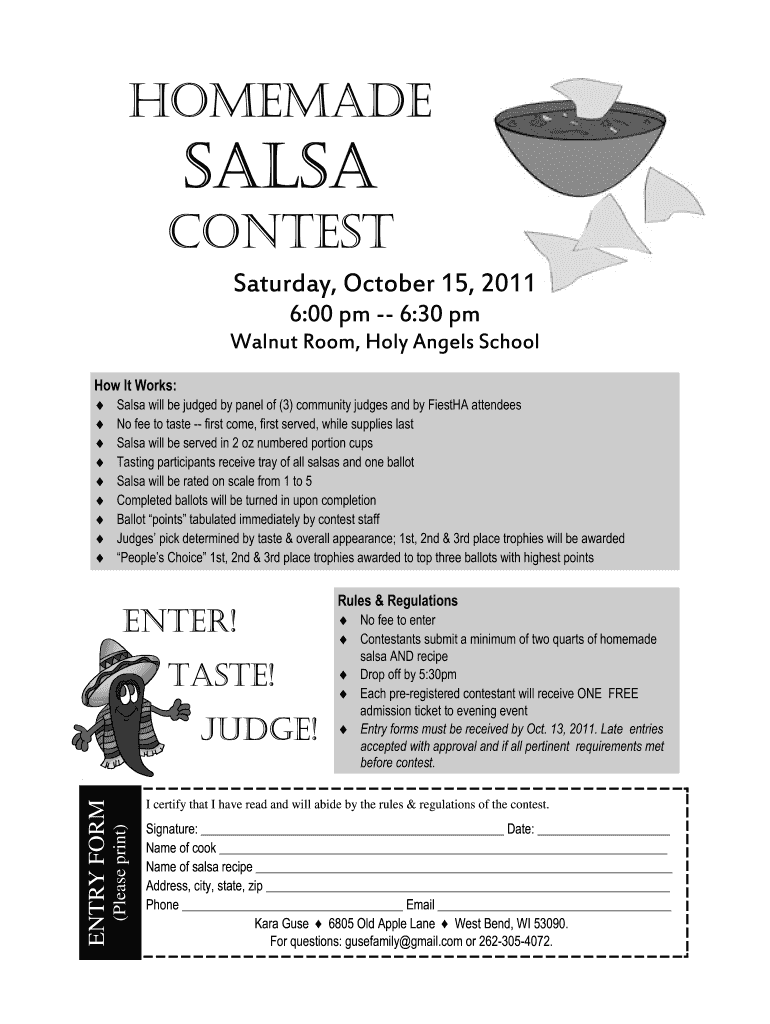 Salsa Contest Flyer  Form
