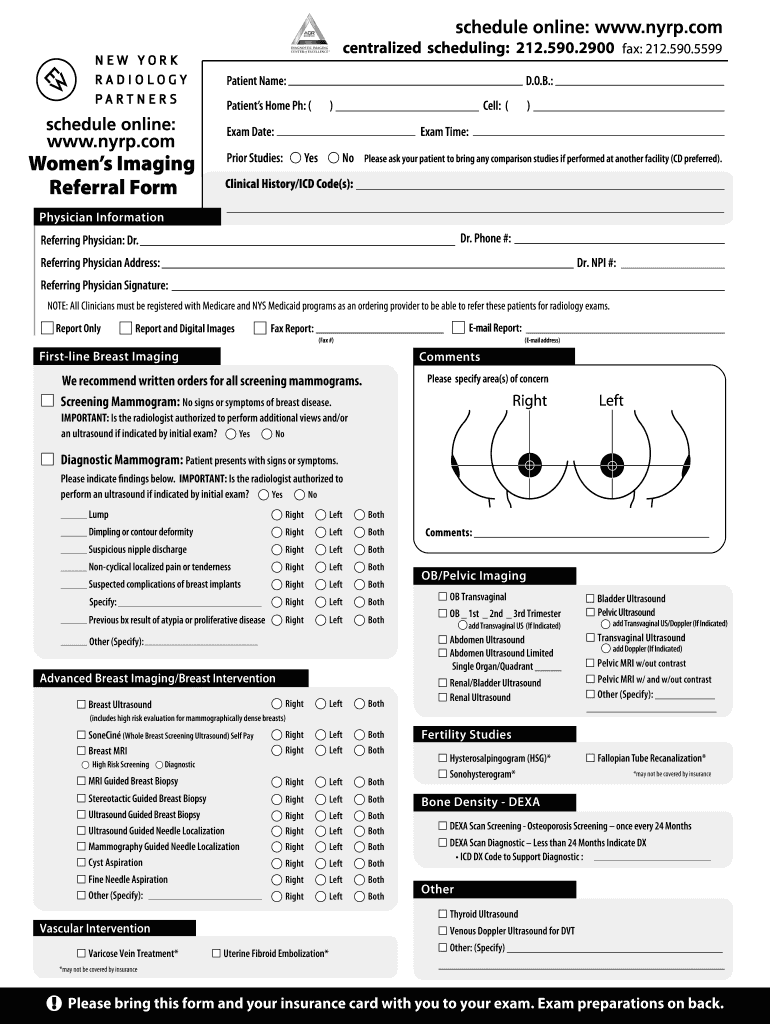 Women&#039;s Imaging Referral Form NYRP Com