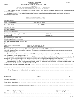 Late Birth Certificate Application Form PDF
