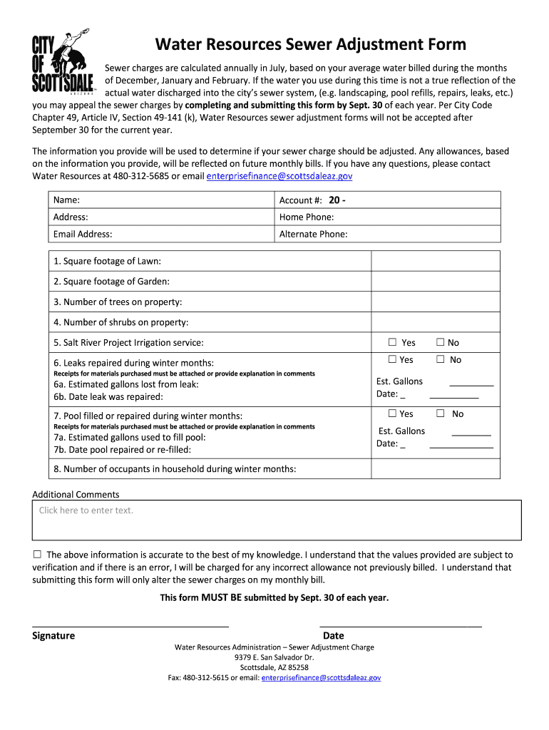 Sewer Adjustment Form