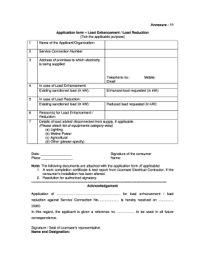 Application for Load Enhancement  Form