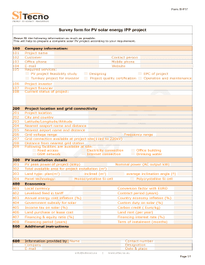 Site Survey Check List of Solar Panels  Form