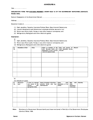 Statement of Movable and Immovable Properties Form 10