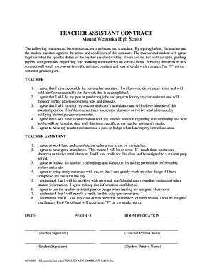 Teacher Assistant Contract  Form