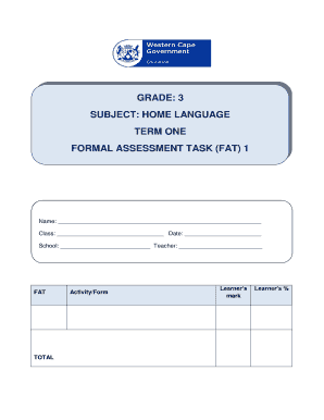 Assesment Tasks Home Language for Grade 3 Form