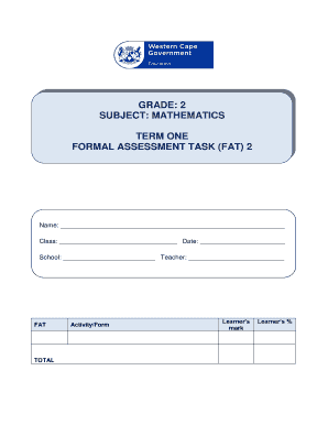 Grade 9 Mathematics Term 3 Formal Assessment Task Project Memo