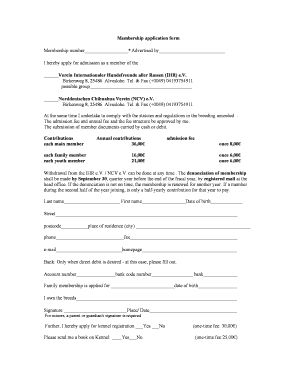Membership Application Form Verein Internationaler Ihr Ncv