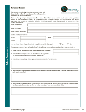 Referee Report New Zealand Tertiary College  Form