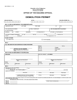 Demolition Permit Sample  Form