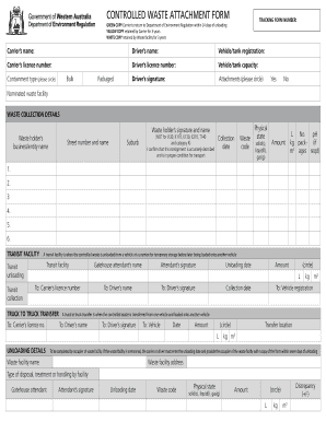 CONTROLLED WASTE ATTACHMENT FORM TRACKING FORM NUMBER Der Wa Gov