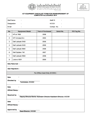 Ict Quipment Verification Sample Form