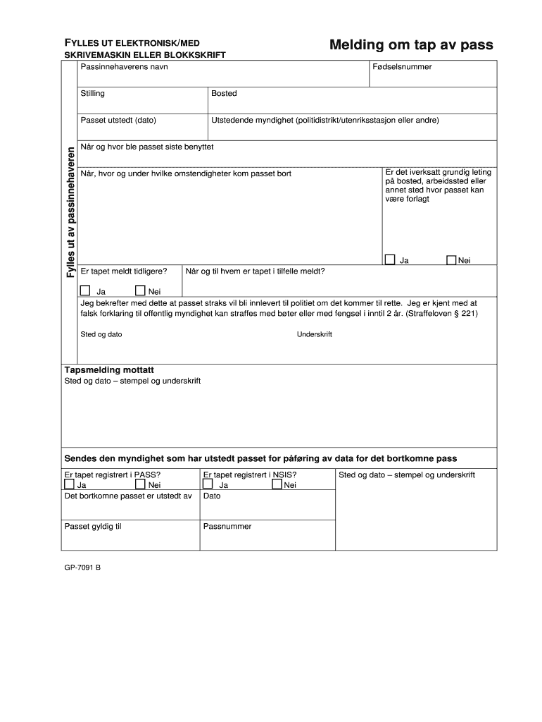 Gp 7091 B  Form