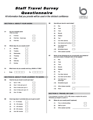 Bury Staff Travel Questionnaire Amendeddoc  Form