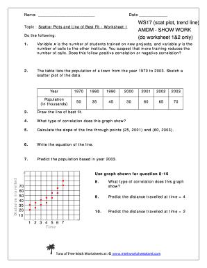 Scatter Plot Worksheet 8th Grade PDF  Form