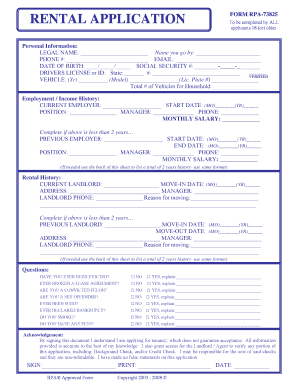 RENTAL APPLICATION FORM RPA 73825 LegalFormsorg