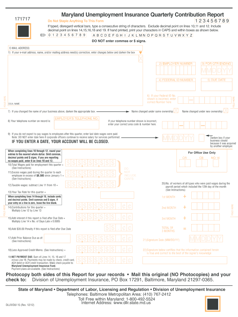  Maryland Unemployment Insurance Form 15 and 16s 2012-2024