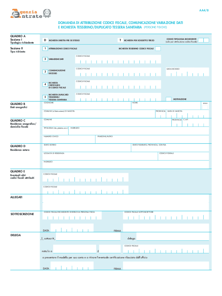 Modello Aa4 8  Form