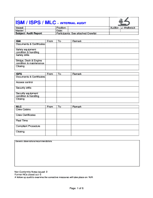 Ism Isps Mlc Audit Checklist  Form