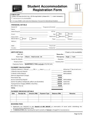 Student Accommodation Registration BFormb Hw Ac