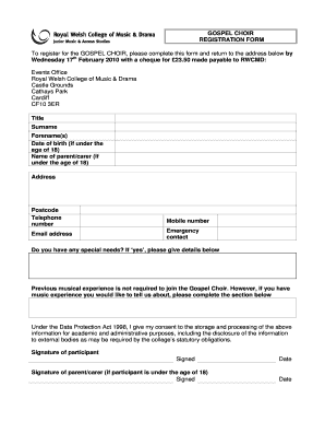 Choir Registration Form