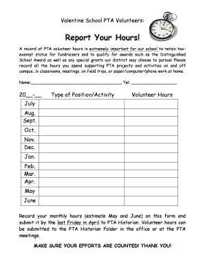 Pta Volunteer Hours Form