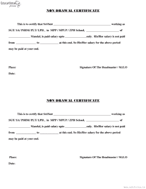 Non Drawal Certificate  Form