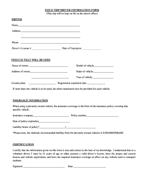 Driver Information Form