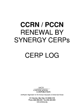 Ccrn Electronic Cerp Log Online  Form