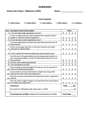 Science Fair Grading Rubric  Form