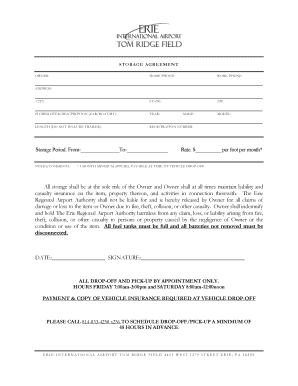 Car Storage Contract Template  Form