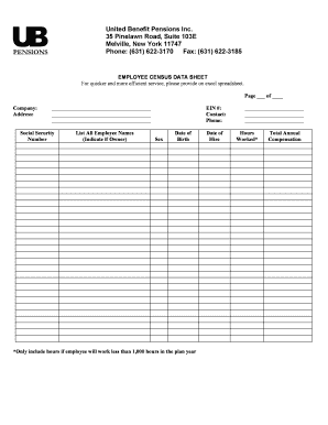 Employee Census Template  Form