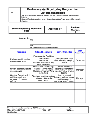 Environmental Monitoring Program Template  Form