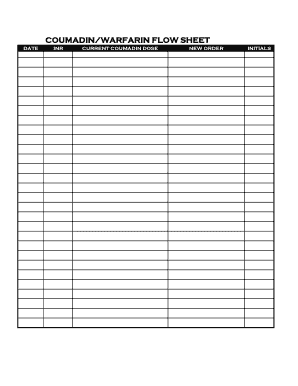 Coumadin Flow Sheet Template  Form