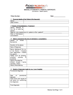 Medical Attendant Certificate  Form