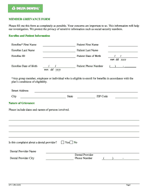 Delta Dental Grievance Form