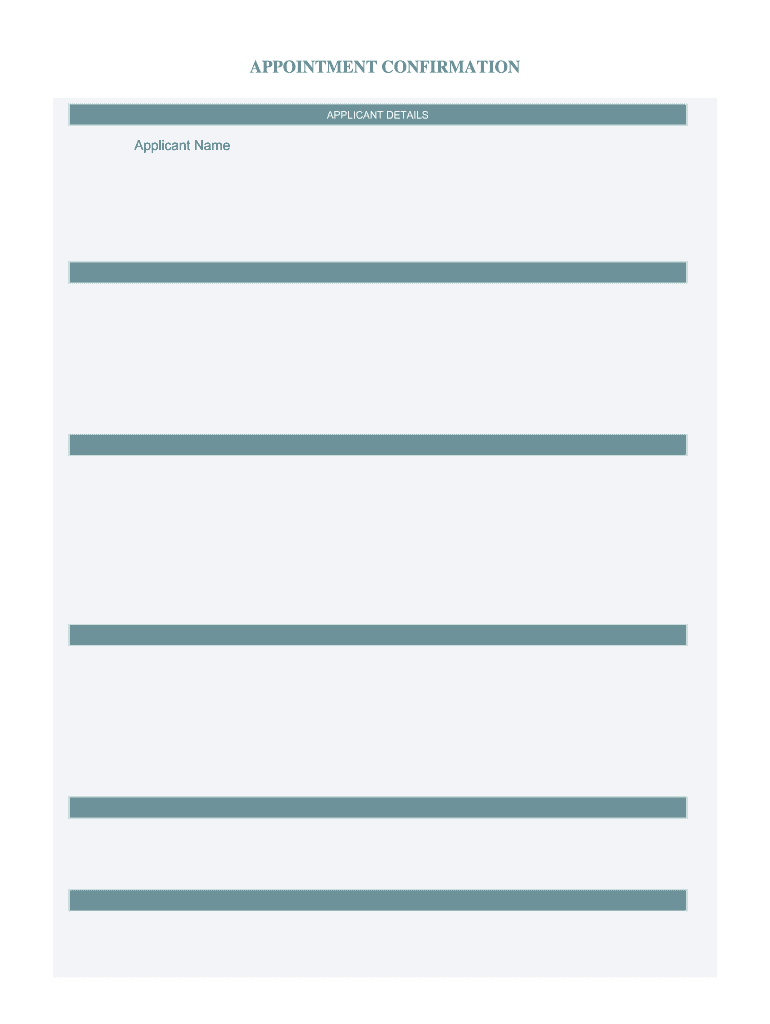 Appointment Confirmation Number  Form