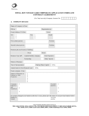 TOTAL BON VOYAGE CARD CORPORATE APPLICATION FORM