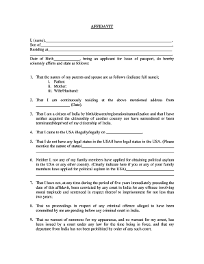 Affidavit for No Legal Status Indian Passport Application Affidavit for No Legal Status Indian Passport Application  Form