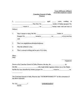 Blank Sworn Statement Form
