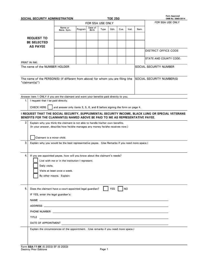 Ssa 11 Bk Form