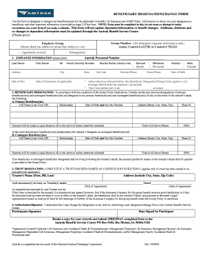 Amtrak Beneficiary Form