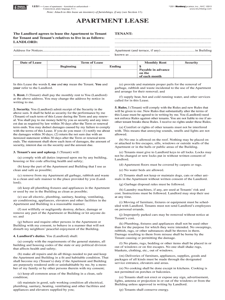 Printable Blumberg Lease  Form