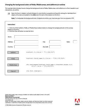 Changing the Background Colors of Fields, Fillable Adobe Partners  Form