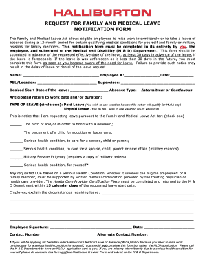 Halliburton Fmla Form