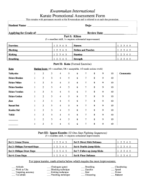 Karate Evaluation Form